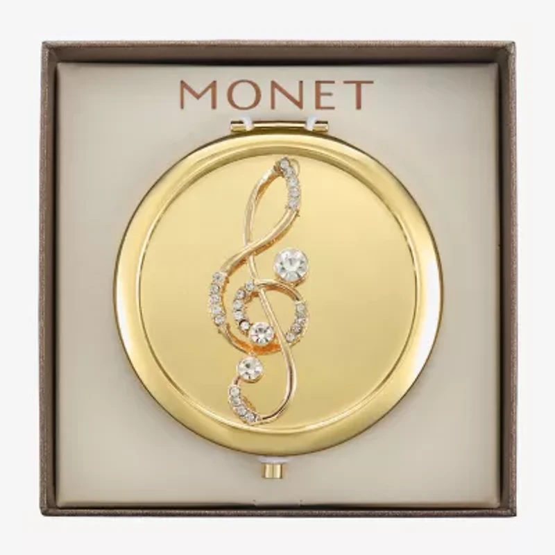 Monet Jewelry Music Note Gold Tone Compact Mirror