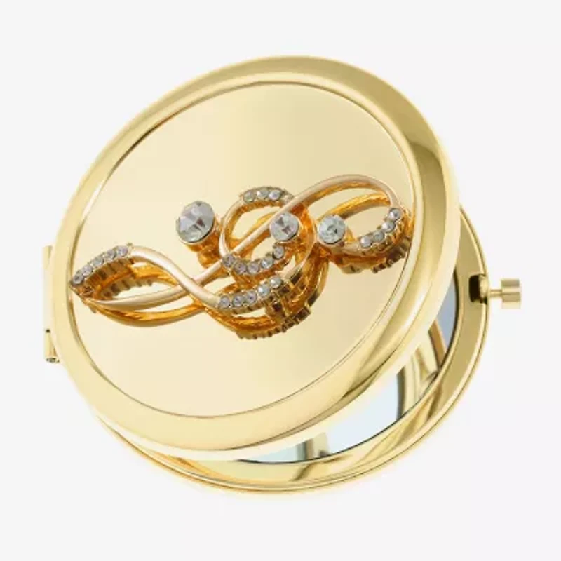 Monet Jewelry Music Note Gold Tone Compact Mirror