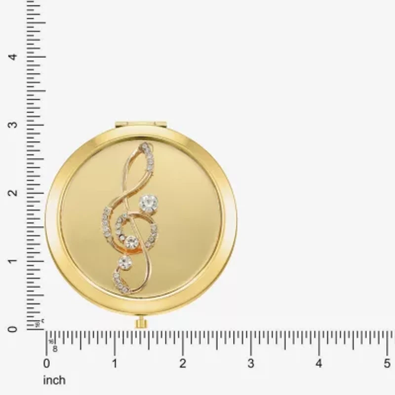 Monet Jewelry Music Note Gold Tone Compact Mirror