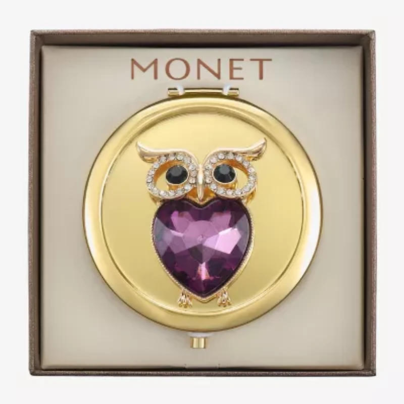 Monet Jewelry Owl Gold Tone Compact Mirror