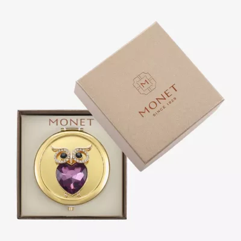 Monet Jewelry Owl Gold Tone Compact Mirror