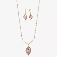 Monet Jewelry Pave Pendant Necklace And Drop Earring Womens Pink 2-pc. Jewelry Set