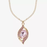 Monet Jewelry Pave Pendant Necklace And Drop Earring Womens Pink 2-pc. Jewelry Set