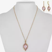 Monet Jewelry Pave Pendant Necklace And Drop Earring Womens Pink 2-pc. Jewelry Set