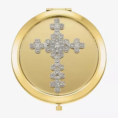 Monet Jewelry Gold Tone Cross Compact Mirror