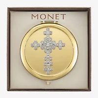 Monet Jewelry Gold Tone Cross Compact Mirror