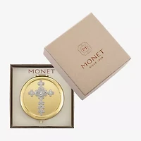 Monet Jewelry Gold Tone Cross Compact Mirror