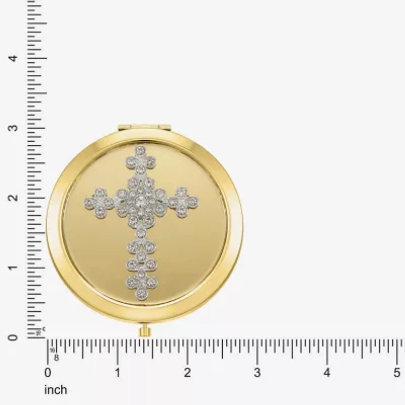 Monet Jewelry Gold Tone Cross Compact Mirror