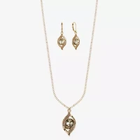 Monet Jewelry Pave Pendant Necklace And Drop Earring Womens Brown 2-pc. Jewelry Set