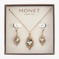 Monet Jewelry Pave Pendant Necklace And Drop Earring Womens Brown 2-pc. Jewelry Set