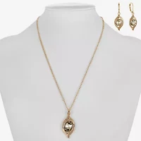 Monet Jewelry Pave Pendant Necklace And Drop Earring Womens Brown 2-pc. Jewelry Set