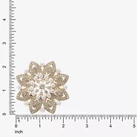 Monet® Gold-Tone Crystal and Simulated Pearl Snowflake Pin