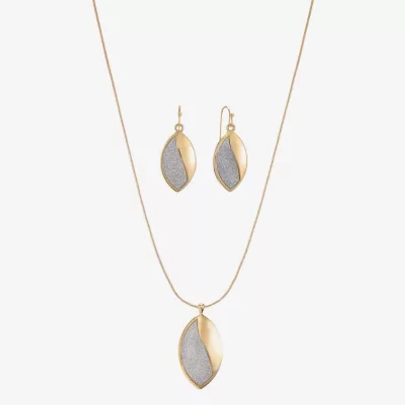 Monet Jewelry Two Tone Pendant Necklace And Drop Earring Womens 2-pc. Jewelry Set