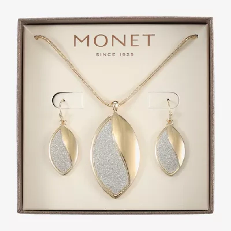 Monet Jewelry Two Tone Pendant Necklace And Drop Earring Womens 2-pc. Jewelry Set