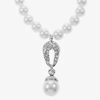 Monet® Simulated Pearl Crystal Double Drop Earring and Necklace Boxed Set