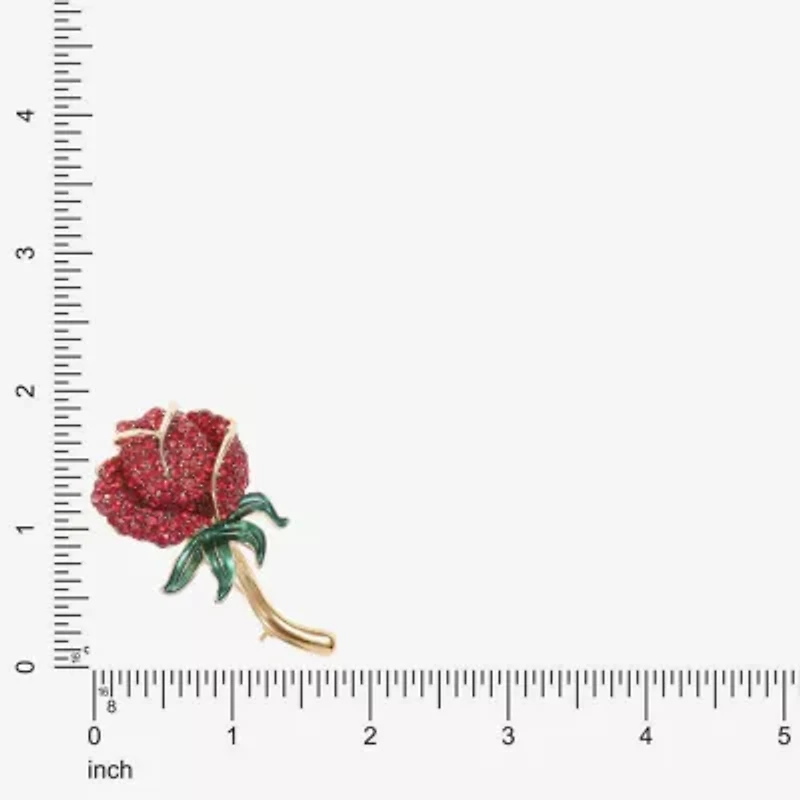 Monet Jewelry Red Rose Gold Tone Crystal Pin