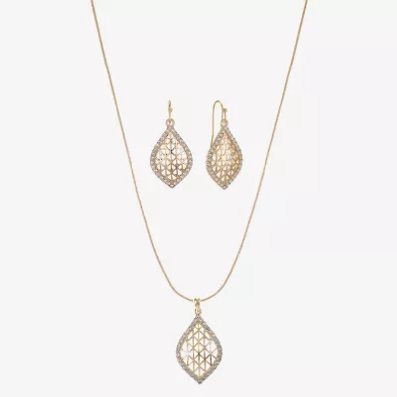 Monet Jewelry Openwork Pendant Necklace And Drop Earring Womens Glass 2-pc. Set