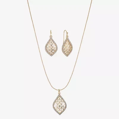 Monet Jewelry Openwork Pendant Necklace And Drop Earring Womens Glass 2-pc. Set