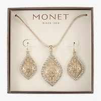 Monet Jewelry Openwork Pendant Necklace And Drop Earring Womens Glass 2-pc. Set