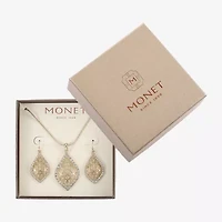 Monet Jewelry Openwork Pendant Necklace And Drop Earring Womens Glass 2-pc. Set
