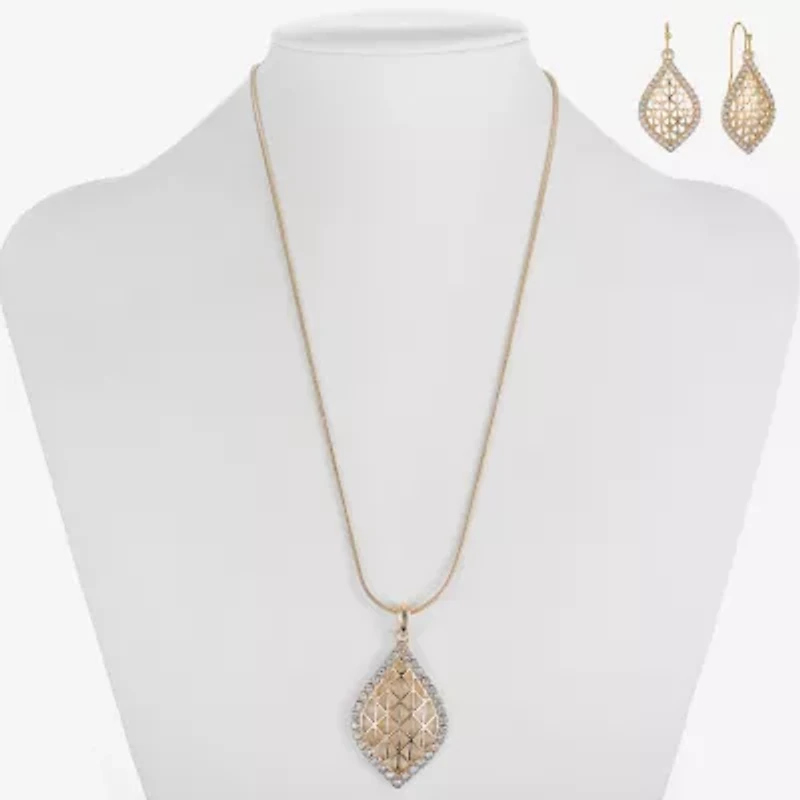 Monet Jewelry Openwork Pendant Necklace And Drop Earring Womens Glass 2-pc. Set