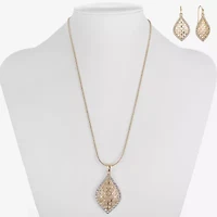 Monet Jewelry Openwork Pendant Necklace And Drop Earring Womens Glass 2-pc. Set