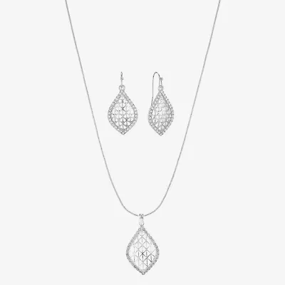 Monet Jewelry Openwork Pendant Necklace And Drop Earring Womens Glass 2-pc. Set