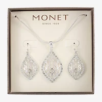 Monet Jewelry Openwork Pendant Necklace And Drop Earring Womens Glass 2-pc. Set