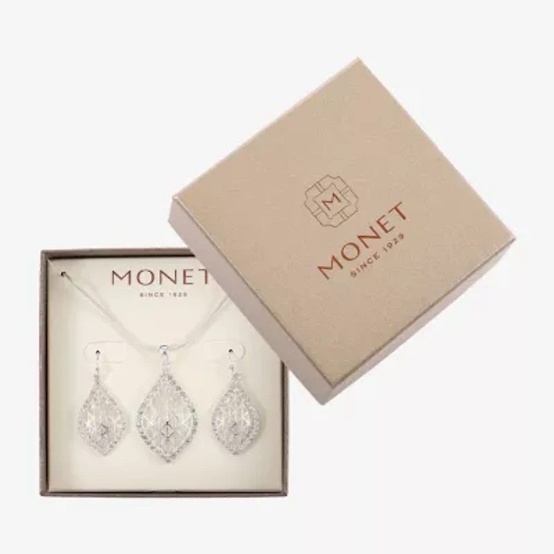 Monet Jewelry Openwork Pendant Necklace And Drop Earring Womens Glass 2-pc. Set