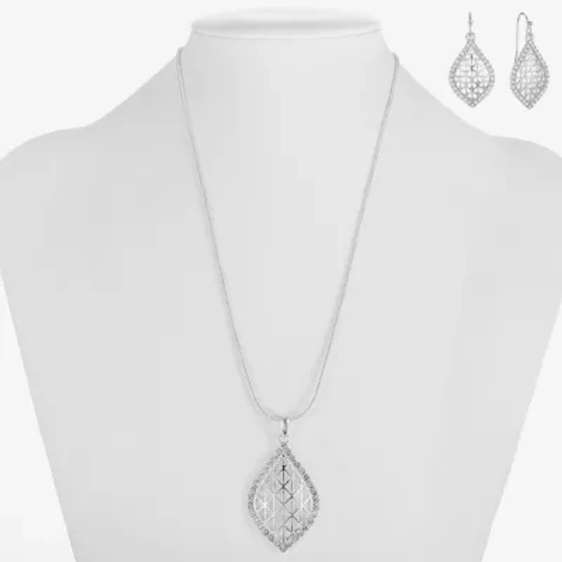 Monet Jewelry Openwork Pendant Necklace And Drop Earring Womens Glass 2-pc. Set
