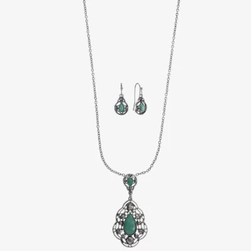 Monet Jewelry Pendant Necklace And Drop Earring Womens Blue 2-pc. Jewelry Set