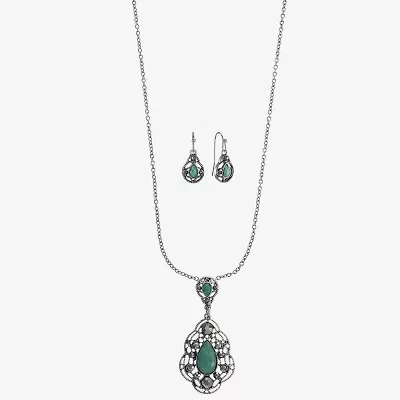 Monet Jewelry Pendant Necklace And Drop Earring Womens Blue 2-pc. Jewelry Set