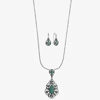 Monet Jewelry Pendant Necklace And Drop Earring Womens Blue 2-pc. Jewelry Set