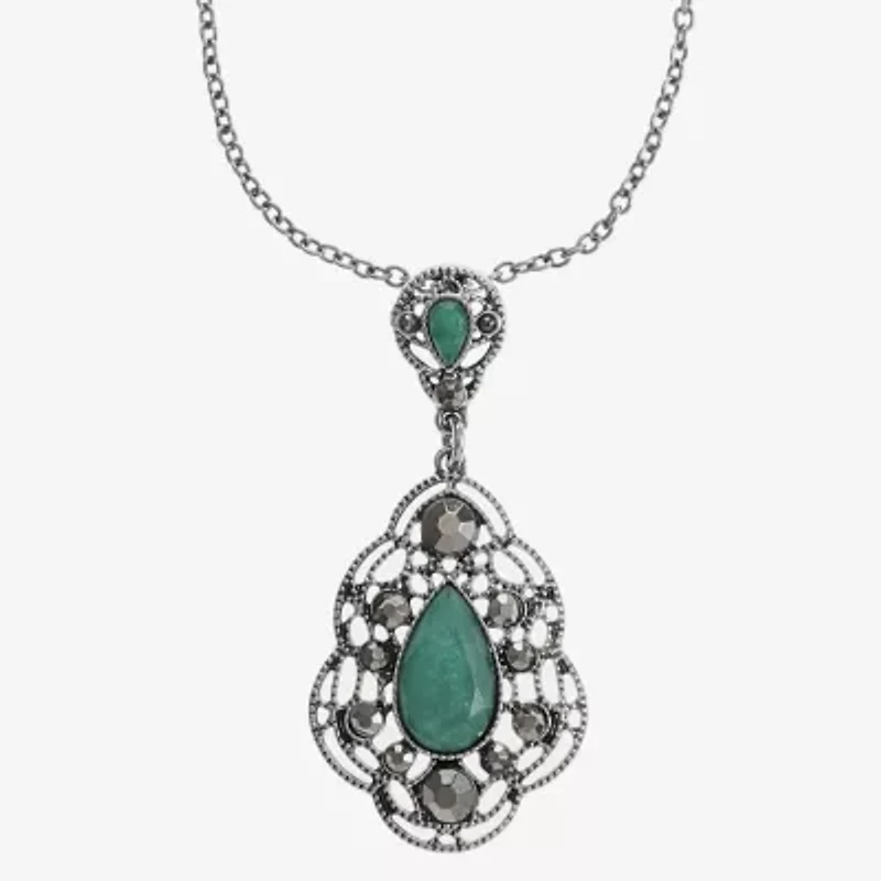 Monet Jewelry Pendant Necklace And Drop Earring Womens Blue 2-pc. Jewelry Set