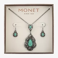 Monet Jewelry Pendant Necklace And Drop Earring Womens Blue 2-pc. Jewelry Set