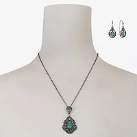 Monet Jewelry Pendant Necklace And Drop Earring Womens Blue 2-pc. Jewelry Set