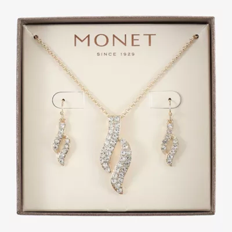 Monet Jewelry Twist Pendant Necklace And Drop Earring Womens Glass 2-pc. Jewelry Set