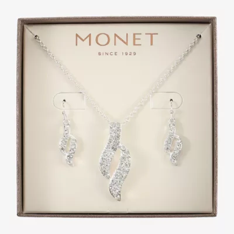 Monet Jewelry Twist Pendant Necklace And Drop Earring Womens Glass 2-pc. Jewelry Set