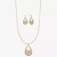 Monet Jewelry Gold Tone Pendant Necklace And Drop Earring Womens Glass 2-pc. Jewelry Set