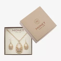 Monet Jewelry Gold Tone Pendant Necklace And Drop Earring Womens Glass 2-pc. Jewelry Set
