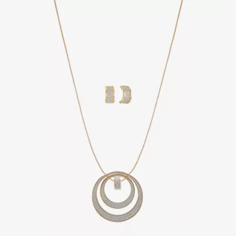 Monet Jewelry Two Tone Pendant Necklace And Huggie Earring Womens 2-pc. Jewelry Set