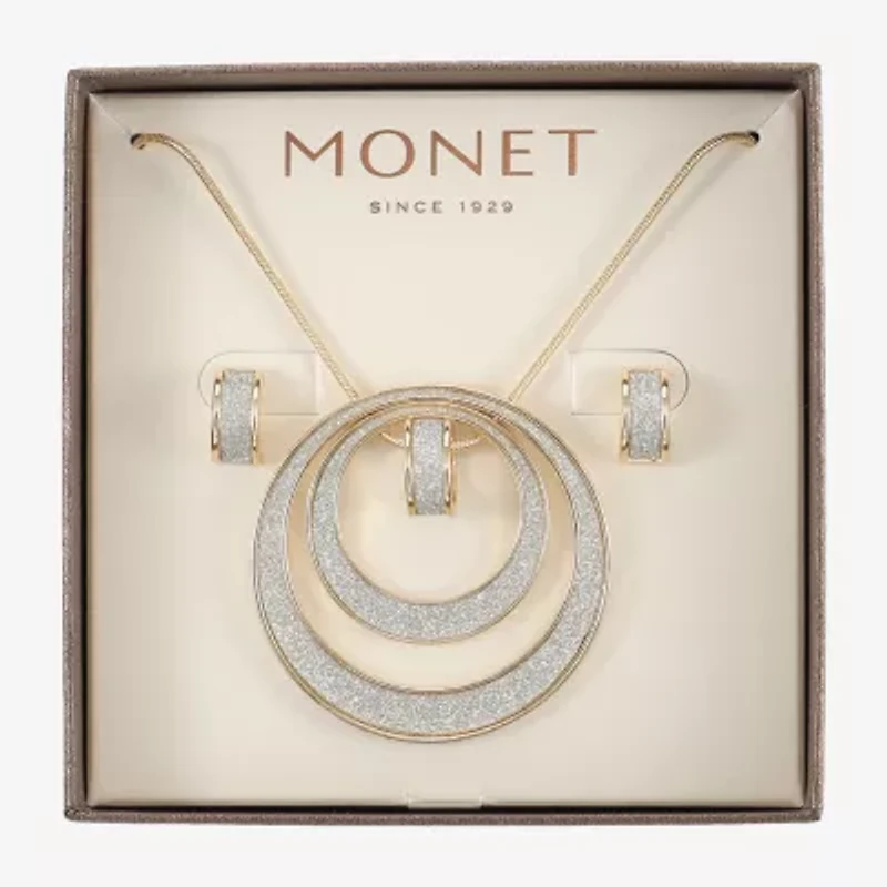 Monet Jewelry Two Tone Pendant Necklace And Huggie Earring Womens 2-pc. Jewelry Set