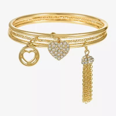 Monet Jewelry Charm Tassel Womens 3-pc. Glass Bracelet Set