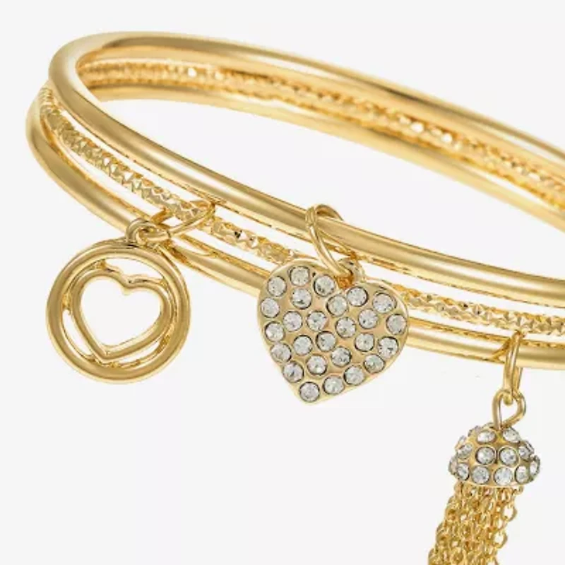 Monet Jewelry Charm Tassel Womens 3-pc. Glass Bracelet Set