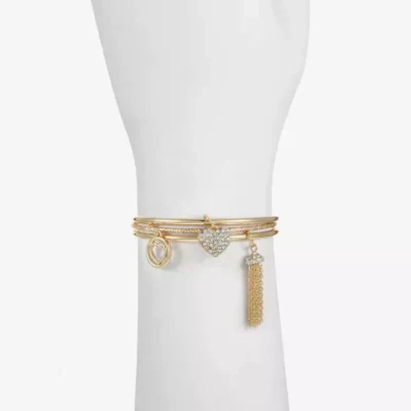 Monet Jewelry Charm Tassel Womens 3-pc. Glass Bracelet Set