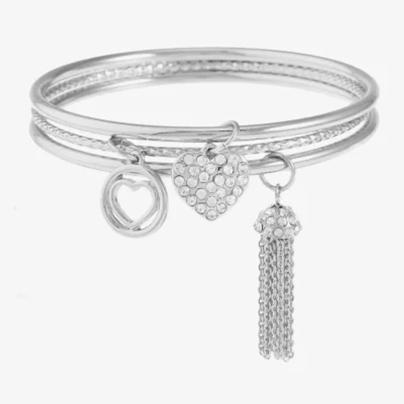 Monet Jewelry Charm Tassel Womens 3-pc. Glass Bracelet Set