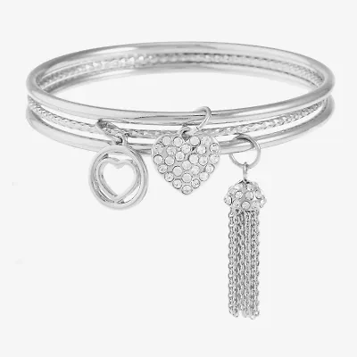 Monet Jewelry Charm Tassel Womens 3-pc. Glass Bracelet Set