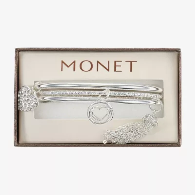 Monet Jewelry Charm Tassel Womens 3-pc. Glass Bracelet Set