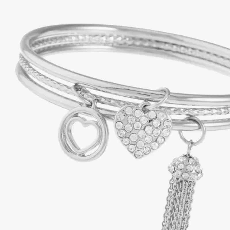 Monet Jewelry Charm Tassel Womens 3-pc. Glass Bracelet Set