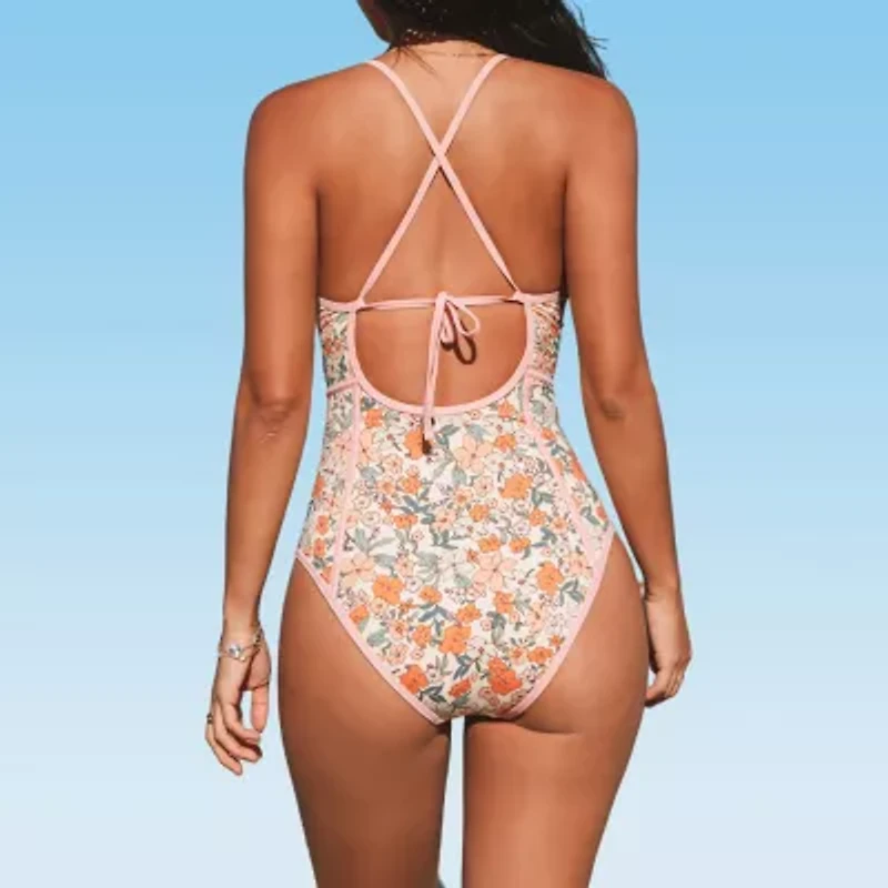 CUPSHE Womens Adjustable Features Floral One Piece Swimsuit